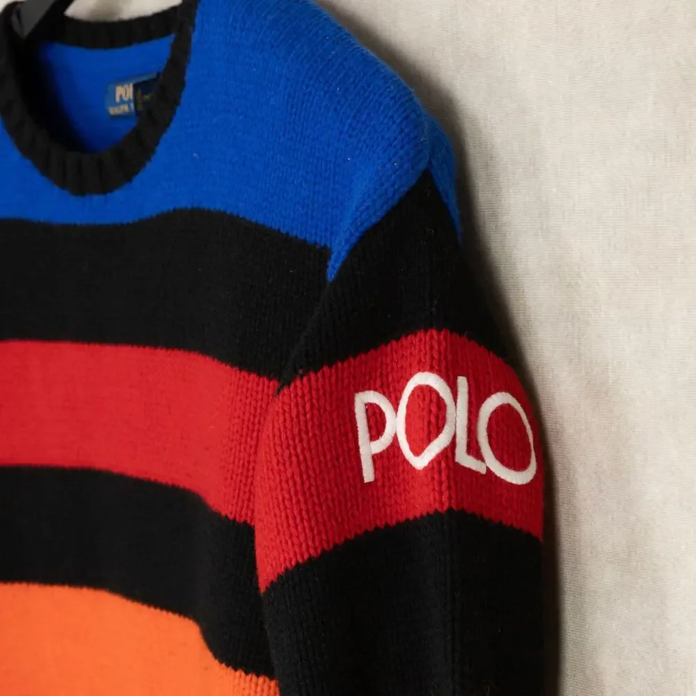 Polo Ralph Lauren Men Logo Striped Wool Blend Sweater Multi Size S